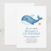 Schattigee walvis Op de verjaardagsuitnodiging van Kaart (Voorkant / Achterkant)