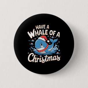 Schattigee walvis Santa Christmas Ocean Dierenvrie Ronde Button 5,7 Cm
