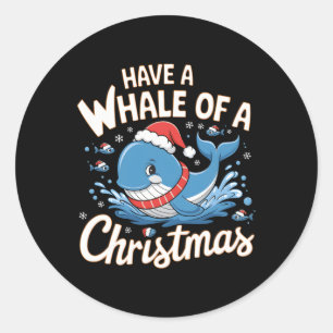 Schattigee walvis Santa Christmas Ocean Dierenvrie Ronde Sticker