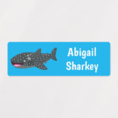 Schattigee walvishaai Happy cartoon gepersonalisee Labels (Design 2)