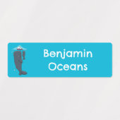 Schattigee walvissen en zeilboot cartoon gepersona labels (Design 2)