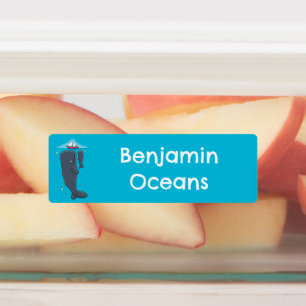 Schattigee walvissen en zeilboot cartoon gepersona labels