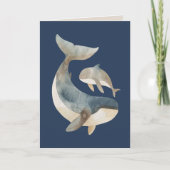 Schattigee walvissen grote zus marineblauw happy b kaart (Voorkant)