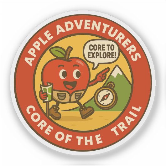 Schattigee Wandelen Apple Outdoor Explorer Gear Sticker (Voorkant)