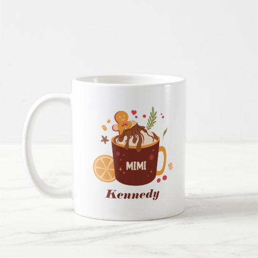 Schattigee warme chocolademelk met peperkoek koffiemok (Links)