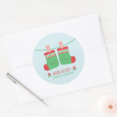 Schattigee Warmtewensen Kerst Sokken Decor Ronde Sticker (Envelop)
