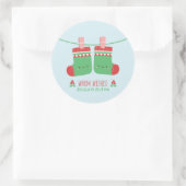 Schattigee Warmtewensen Kerst Sokken Decor Ronde Sticker (Tas)