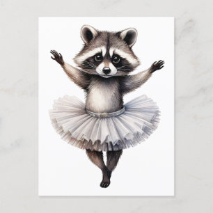 Schattigee wasbeer ballerina dansen ballet feestdagenkaart