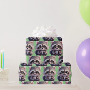 Schattigee wasbeer bosdieren bos vrienden cadeaupapier