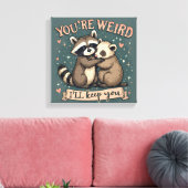 Schattigee Wasbeer en Ferret Knuffel met Grappige  Canvas Afdruk (Insitu (Woonkamer))