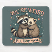 Schattigee Wasbeer en Ferret Knuffel met Grappige Muismat (Voorkant)