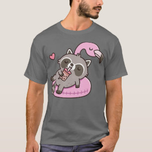 Schattigee wasbeer g op Flamingo Zwembad Float T-shirt