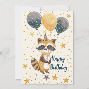Schattigee wasbeer Happy birthday Feestdagenkaart