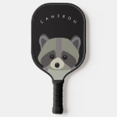 Schattigee wasbeer illustratie gepersonaliseerde n pickleball paddle (Achterkant)