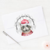 Schattigee wasbeer in rode kerstmuts ronde sticker (Envelop)