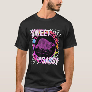 Schattigee wasbeer jaren 90 Nostalgie Regenboog Lu T-shirt