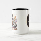 Schattigee wasbeer liefhebbers Monogram toevoegen Mok (Midden)