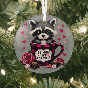 Schattigee wasbeer Valentijn Buffalo Plaid estheti Glas Ornament