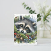 Schattigee wasbeer Waterverf Briefkaart (Staand voorkant)