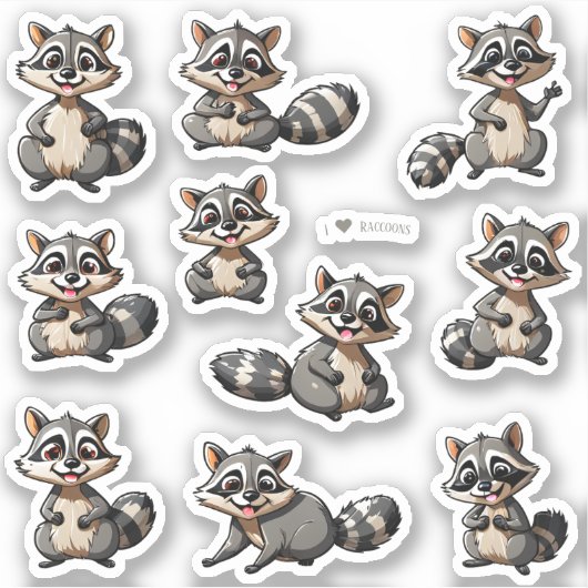 Schattigee wasberen Scrapbook Stationery Stickers (Voorkant)