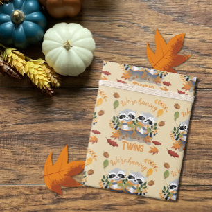 Schattigee wasberen tweeling nieuwe baby wrapping  cadeaupapier