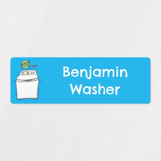 Schattigee wasmachine wasserij cartoon gepersonali labels (Design 2)