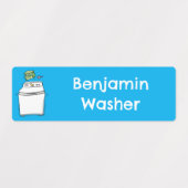 Schattigee wasmachine wasserij cartoon gepersonali labels (Design 1)