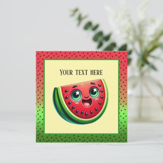 Schattigee watermeloen Festivalfeest Kaart (Staand voorkant)