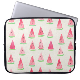 Schattigee watermeloen: naadloos waterverf patroon laptop sleeve