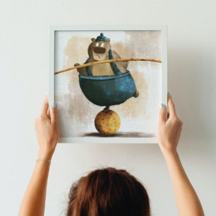 Schattigee Waterverf Acrobat Beer Ball Kinder kind Poster
