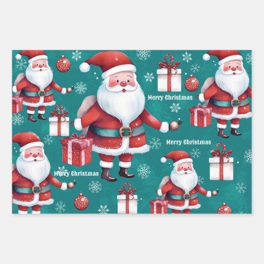 Schattigee Waterverf Artistic Christmas Inpakpapier Vel (Voorkant 3)
