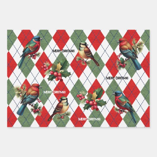 Schattigee Waterverf Artistic Christmas Inpakpapier Vel (Voorkant 2)