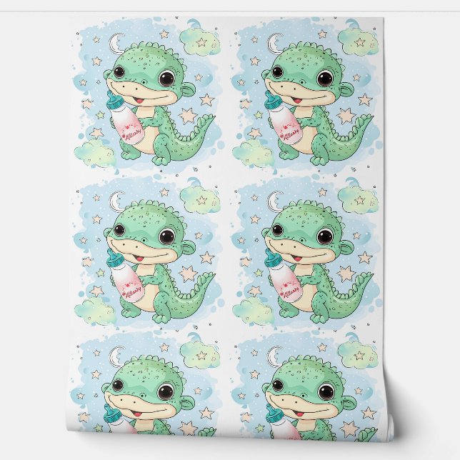 Schattigee Waterverf Baby alligator Behang (Afrollen)