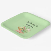 Schattigee Waterverf Baby Dinosaurus Baby shower Papieren Bordje (Gebogen)