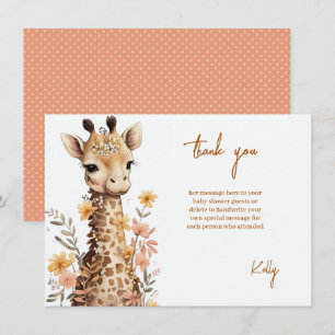 Schattigee Waterverf Baby Giraffe Baby shower Bedankkaart