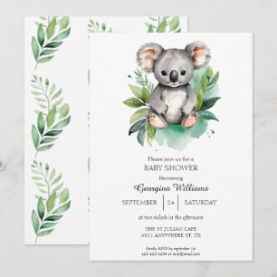 Schattigee Waterverf Baby Koala Baby shower Kaart