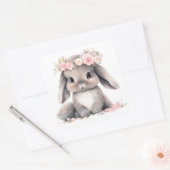 Schattigee Waterverf Baby Paashaas Graphic Meisjes Vierkante Sticker (Envelop)