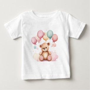 Schattigee Waterverf Baby showers ballonnen teddyb