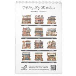Schattigee Waterverf Bakkerij Shop Pastry Shop Maa Kalender