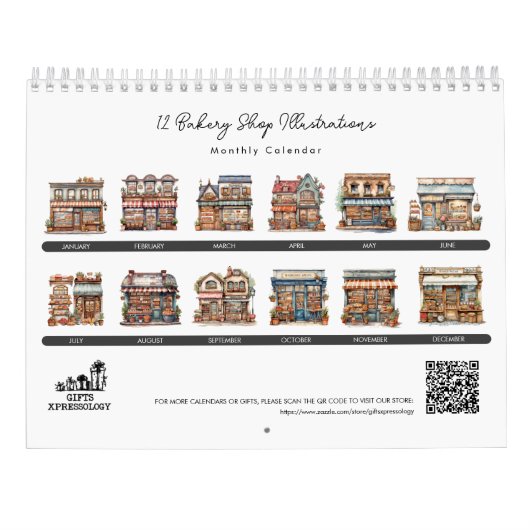 Schattigee Waterverf Bakkerij Shop Pastry Shop Maa Kalender (Achterkant)