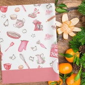 Schattigee Waterverf bakpatroon roze monogram Theedoek