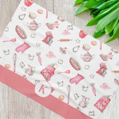 Schattigee Waterverf bakpatroon roze monogram Theedoek