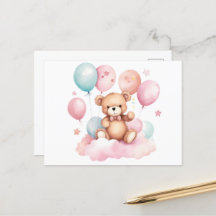 Schattigee Waterverf Balloon Teddy Bear op Roze Wo