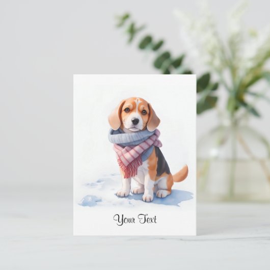 Schattigee Waterverf Beagle Puppy Dog gepersonalis Briefkaart (Staand voorkant)