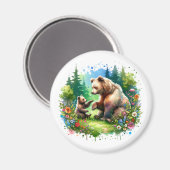 Schattigee Waterverf Beer en Cub Magneet (Voorkant / Achterkant)