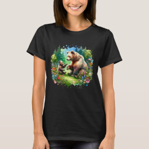 Schattigee Waterverf Beer en Cub T-shirt