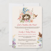 Schattigee Waterverf Bird Nesting Party Baby showe Kaart (Voorkant)