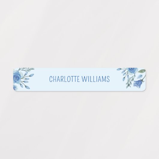Schattigee Waterverf Blauwe Bloemen Terug naar Sch Labels (Design 1)