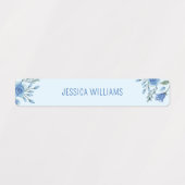 Schattigee Waterverf Blauwe Bloemen Terug naar Sch Labels (Design 2)