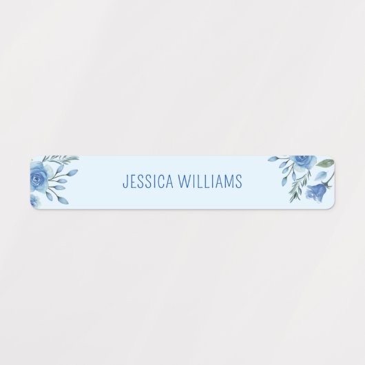 Schattigee Waterverf Blauwe Bloemen Terug naar Sch Labels (Design 2)